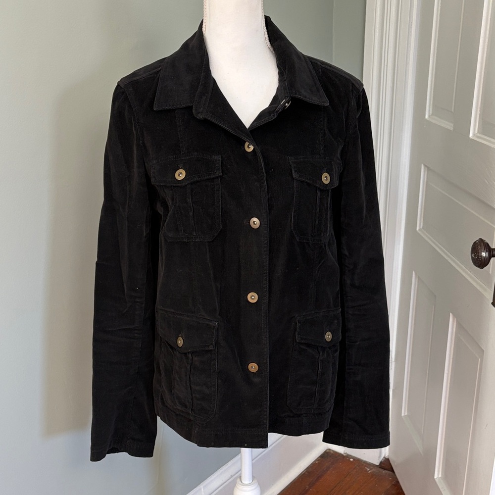 Eddie Bauer Women's Black Corduroy Utility Jacket Size 10
